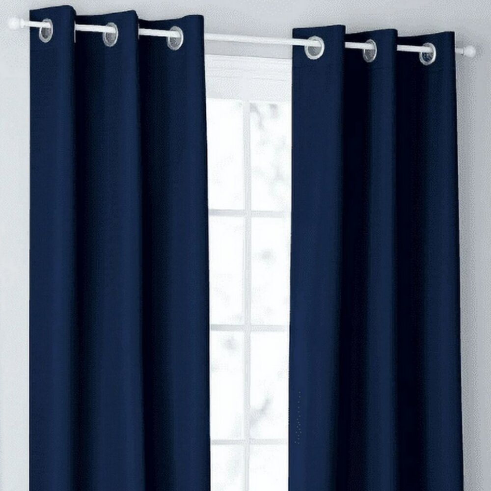 Set of four (4) blackout curtains, navy blue, each 37" x 63"